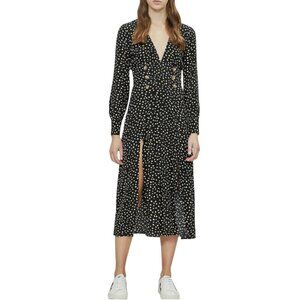 Top Shop Button Front Polka Dot Chiffon Dress I Size: 12 (US)